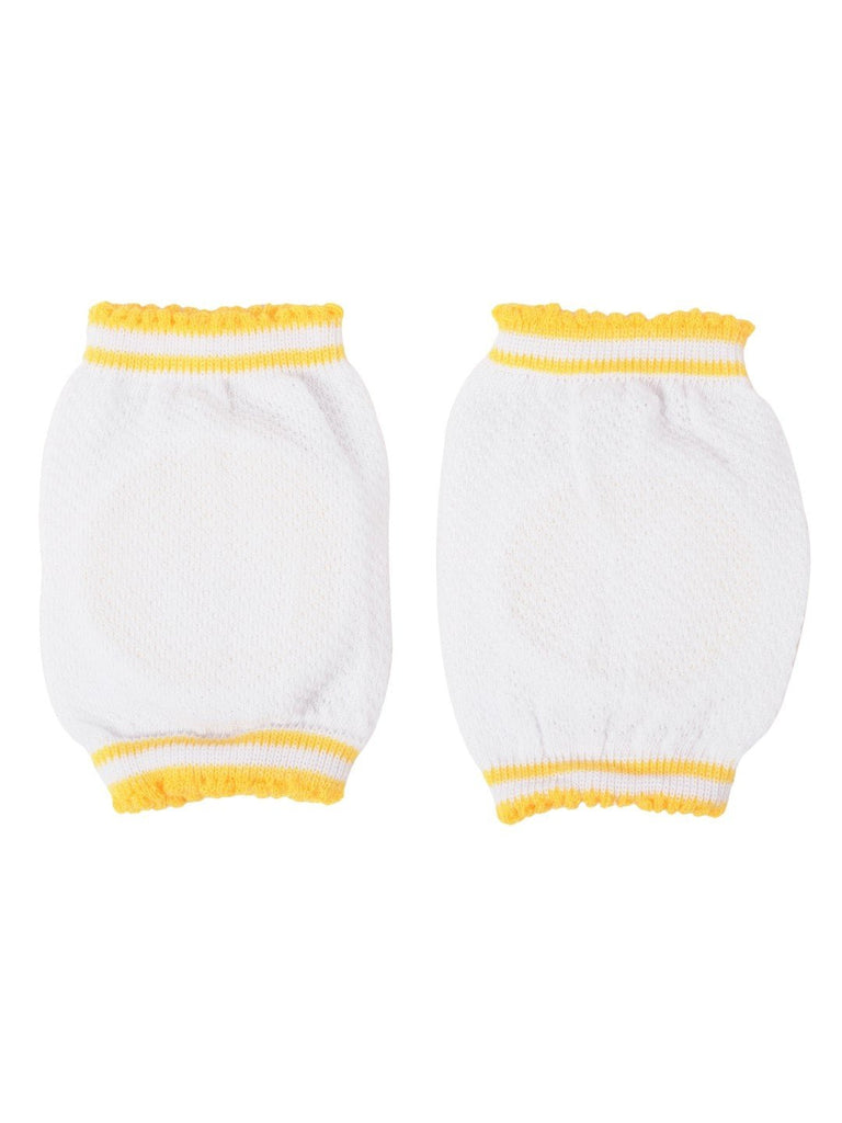 Yellow Bee Yellow Knee Protection Pads for Crawling Babies - Back View with Yellow Elastic Bands