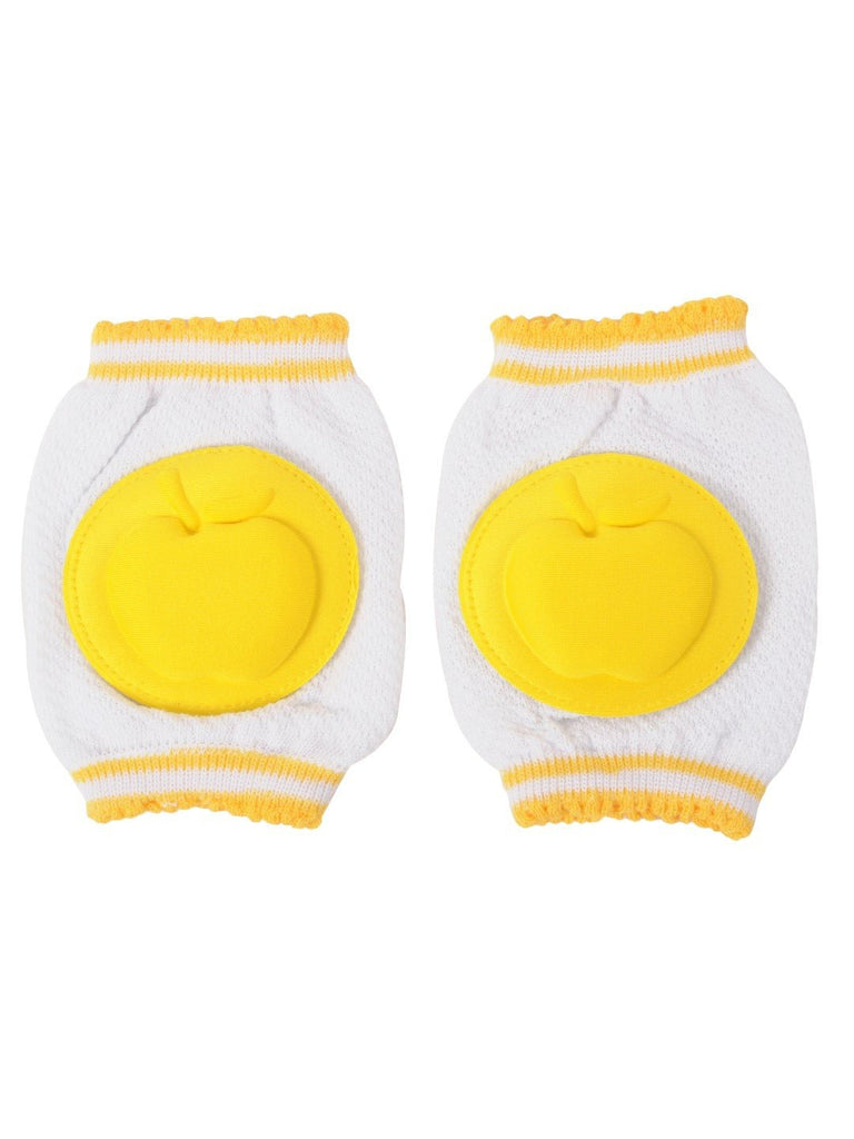 Front View of Yellow Bee Yellow Knee Protection Pads for Babies with Yellow Apple Cushion