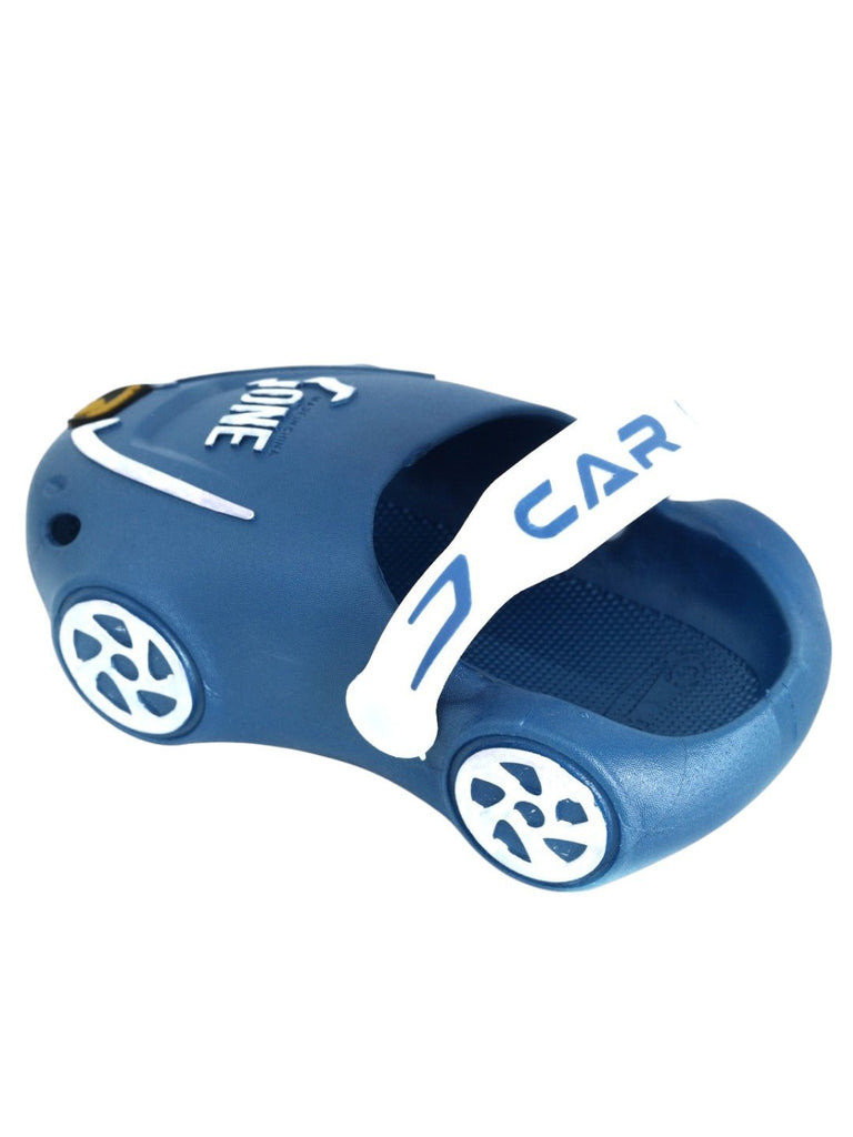 Zoom Into Comfort: Blue Car Clogs for Kids-Back view