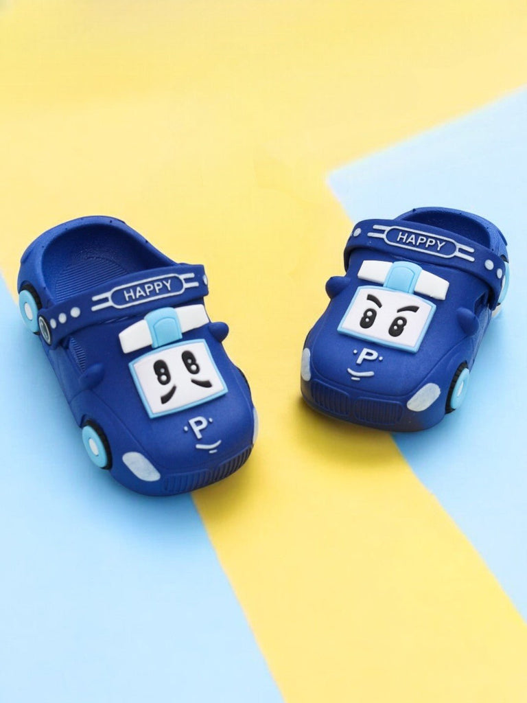 Yellow Bee Blue Car Pattern Clogs for Boys- Creative View