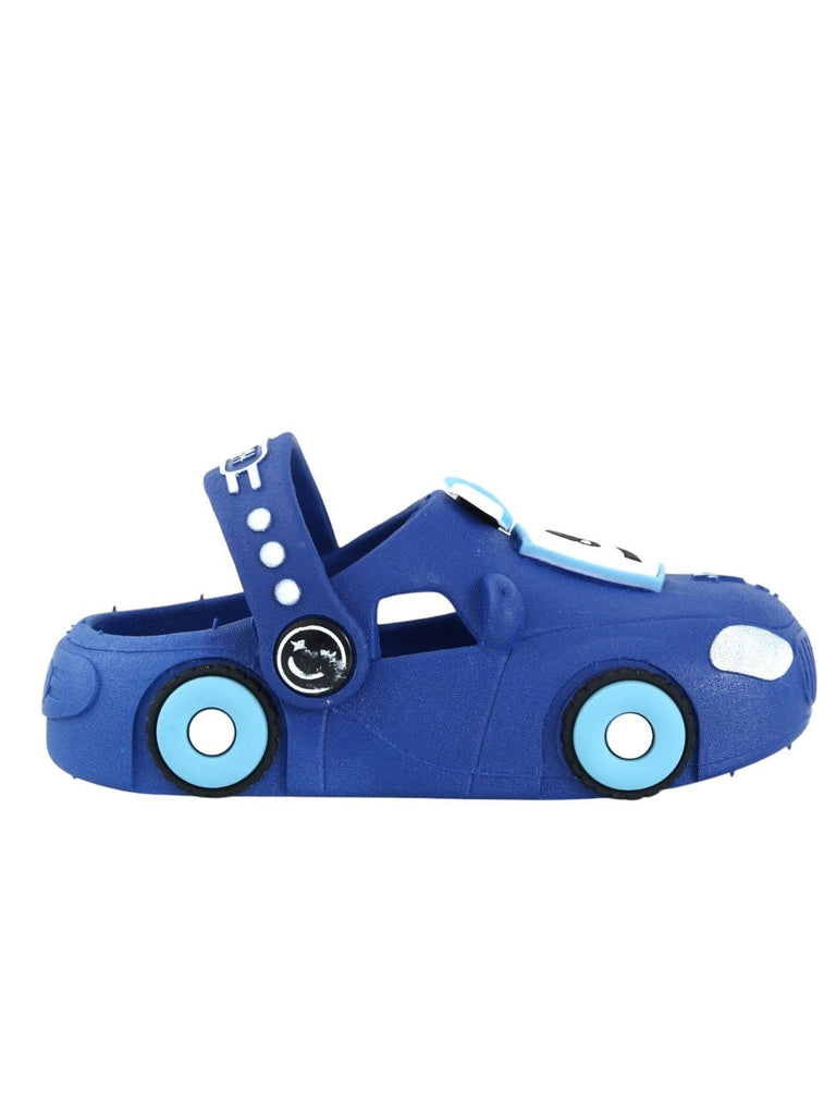 Yellow Bee Blue Car Pattern Clogs for Boys- Side View