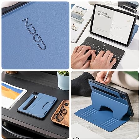 Close-up view of ZUGU Ultra Slim Case for iPad Pro 11 in Slate Blue, focusing on the textured material and design quality.