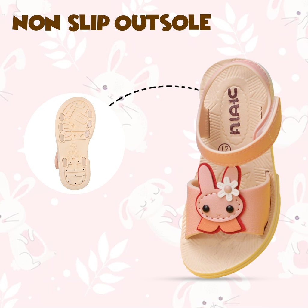 Pink Bunny Detail Sandals with Non-Slip Outsole Design