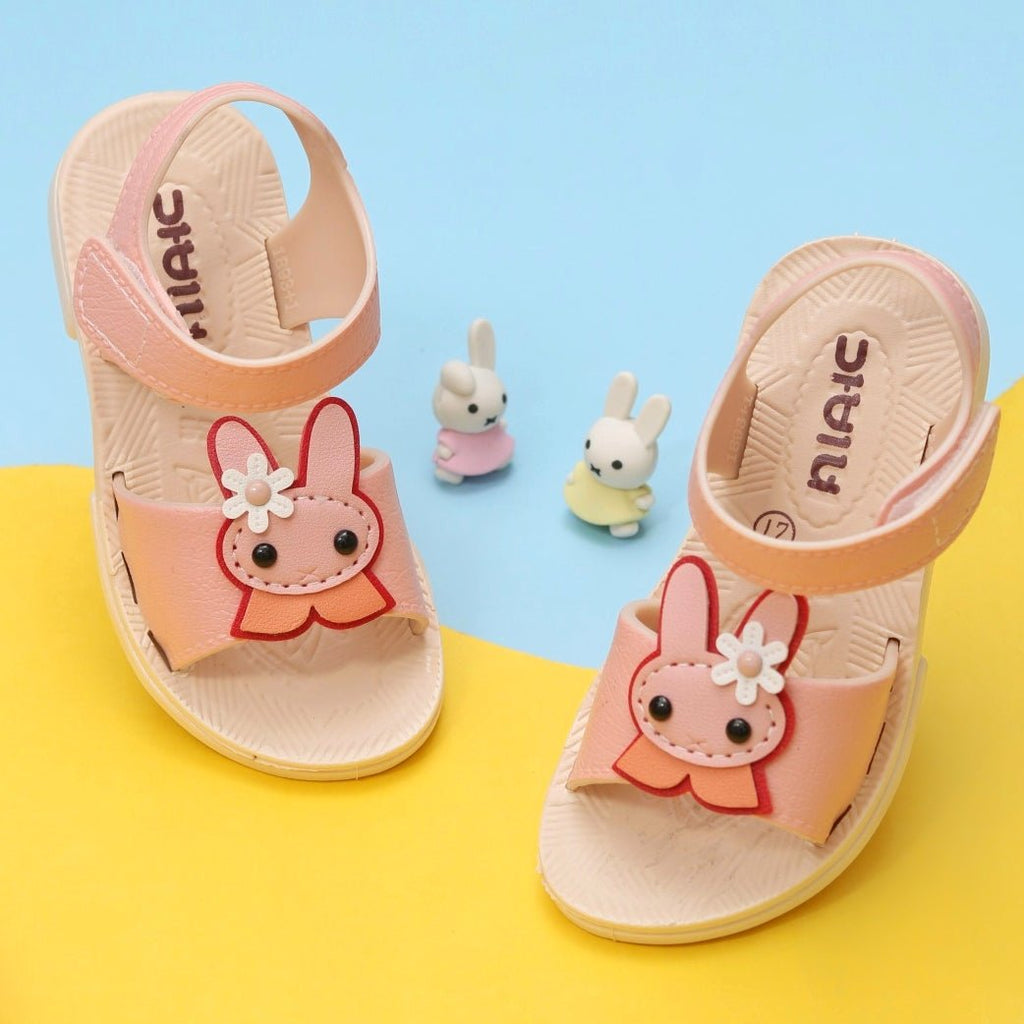 Pink Bunny Detail Sandals with Comfortable Insole by Yellow Bee