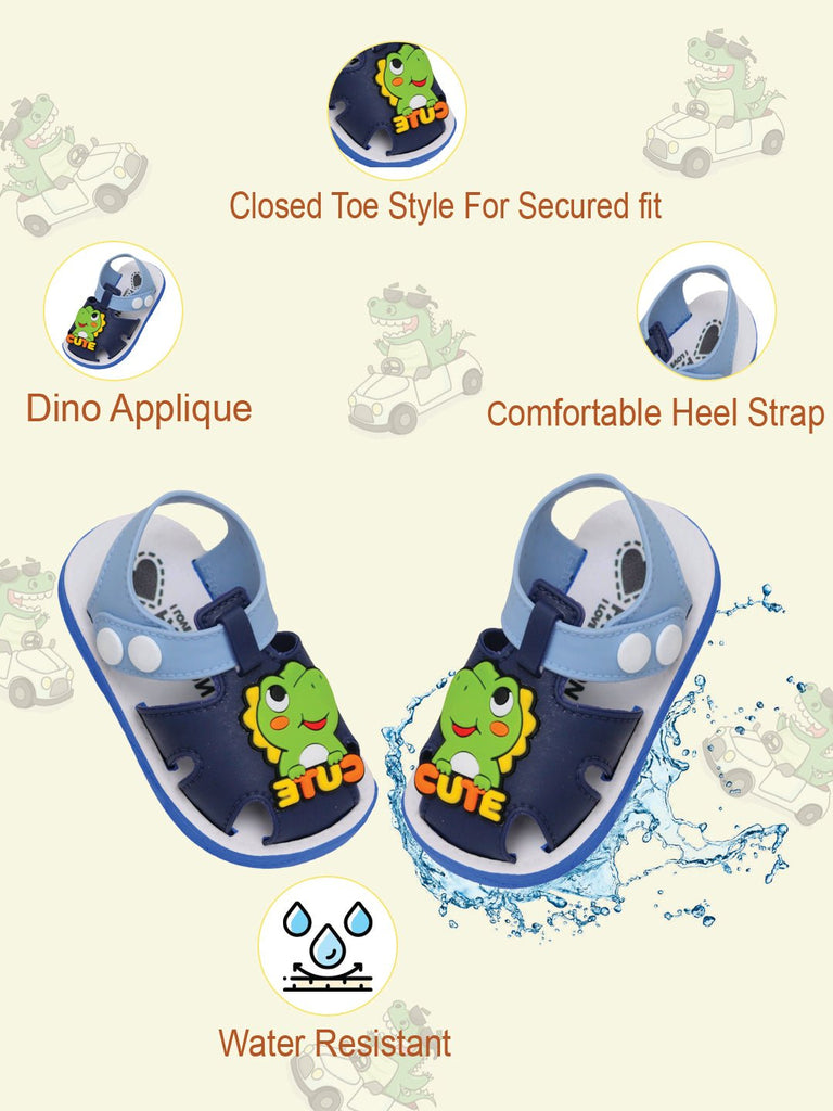 Cute Dino Character Applique on Toddler's Comfort Sandals