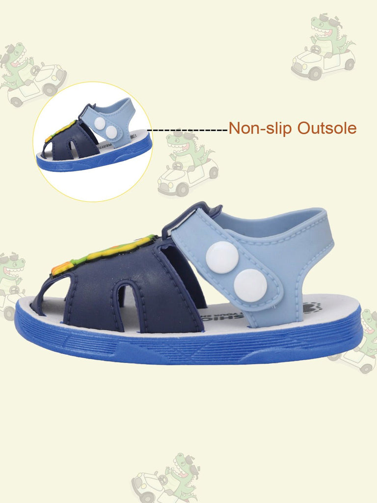Non-Slip Outsole on Dino-Themed Toddler Sandals for Safe Play