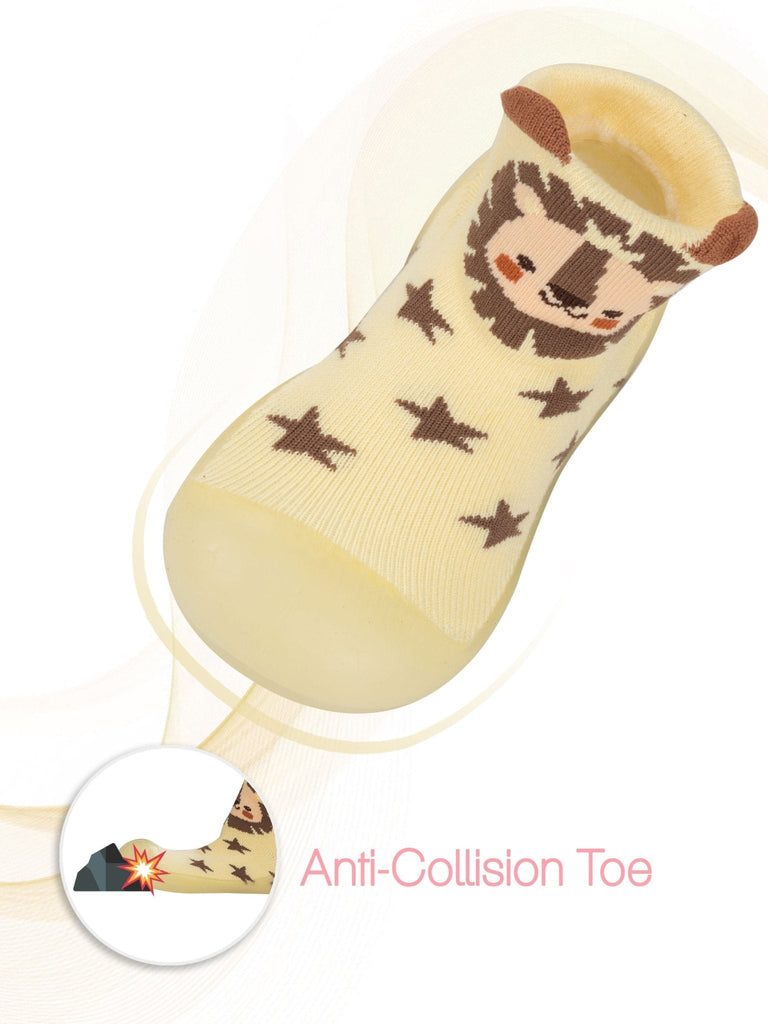 Yellow Bee's Flexible Shoe Socks with Lion Print and Safety Toe