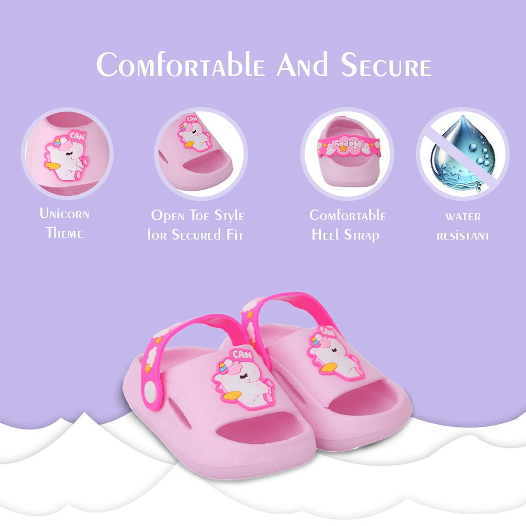 Comfortable and secure baby unicorn sandals with vibrant strap details