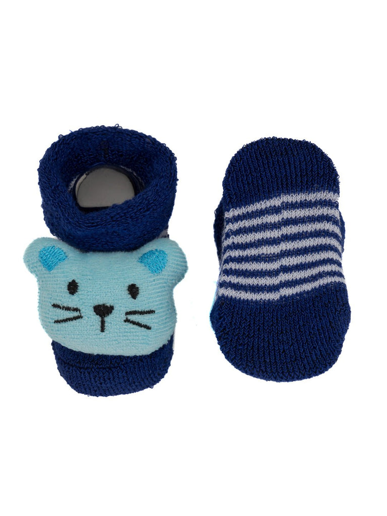 Blue mouse character socks for infants, displayed in a cute and comfy pose.
