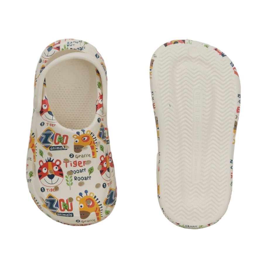 Colorful Kids' Clogs with Zoo Animal Print and Secure Heel Strap for Playful Adventures-bk