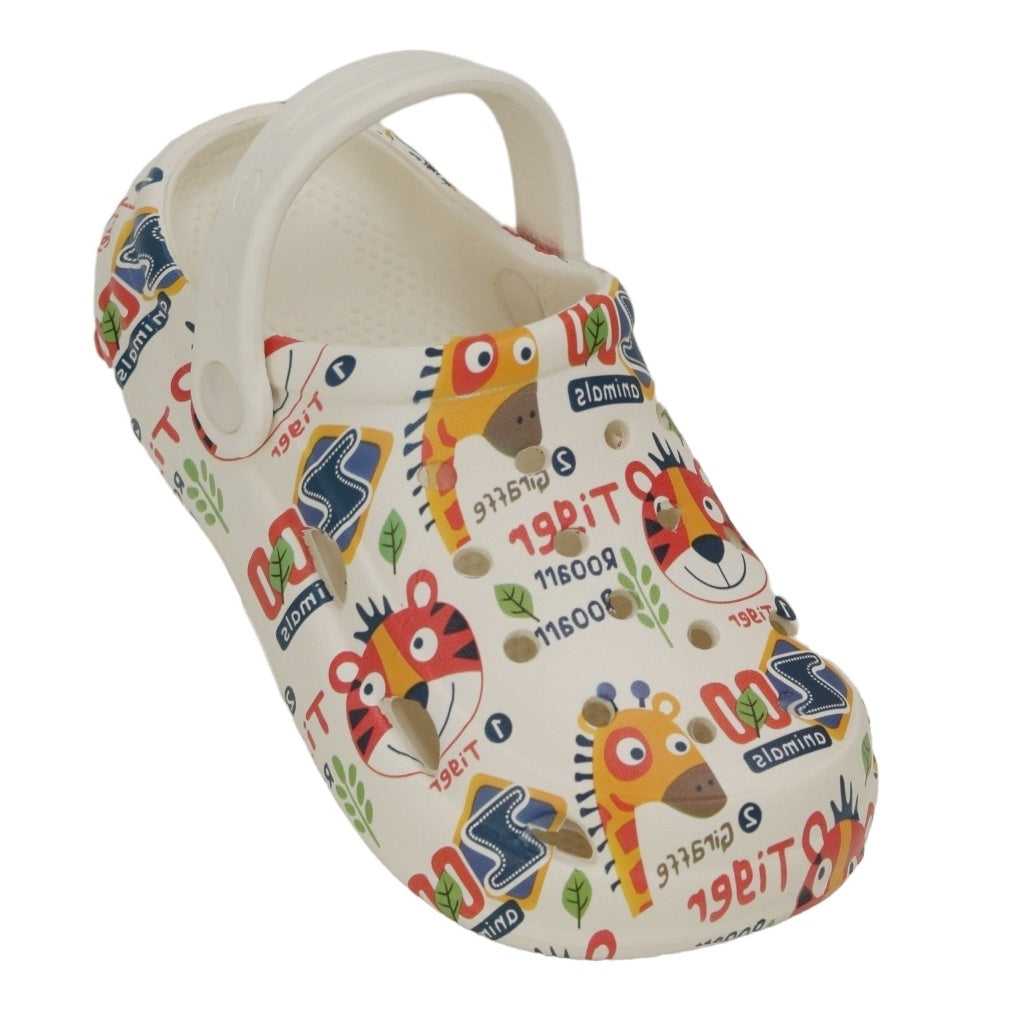 Colorful Kids' Clogs with Zoo Animal Print and Secure Heel Strap for Playful Adventures-side