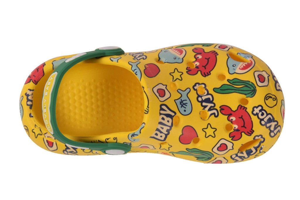 Kids' Bright Yellow Clogs with Colorful Playful Characters and Easy-Clean Material-zoom