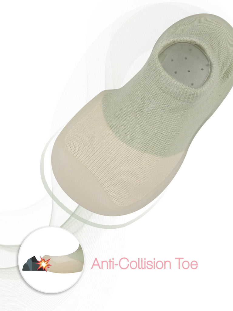 Yellow Bee Aqua Solid Shoe Socks showcasing the Anti-Collision Toe feature