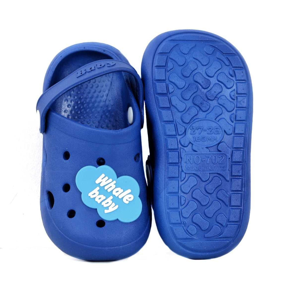 Fun and Comfortable Toddler Blue Clogs with Cute Whale Face Design and Secure Heel Strap-bk