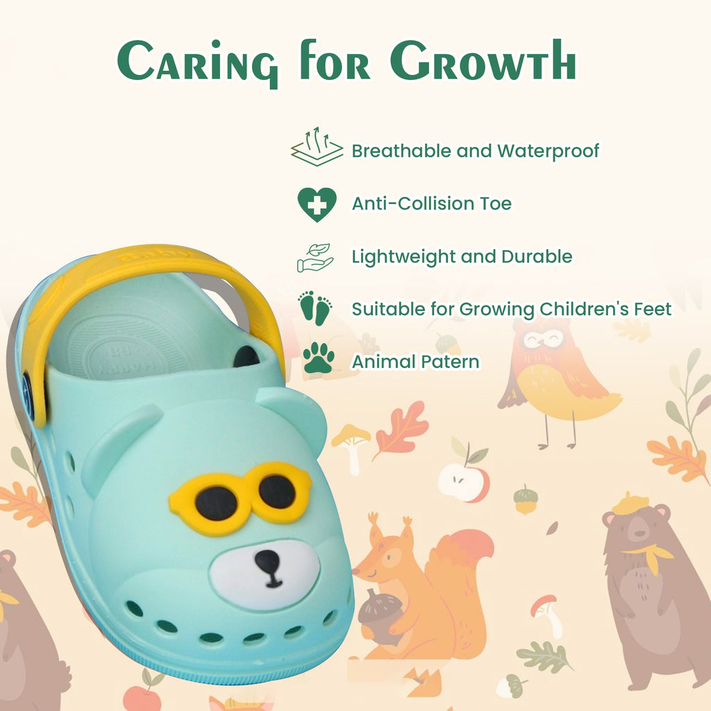 Kids' Bear Pattern Clogs with Breathable Design and Anti-Collision Toe