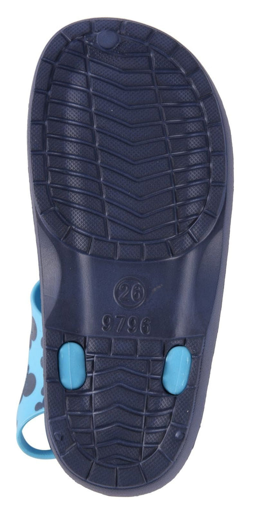 Back view of Yellow Bee's Navy Blue Clogs for Boys with anti-skid sole