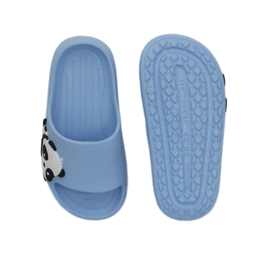 Top and Bottom View of Panda Embossed Slides Revealing Tread Pattern