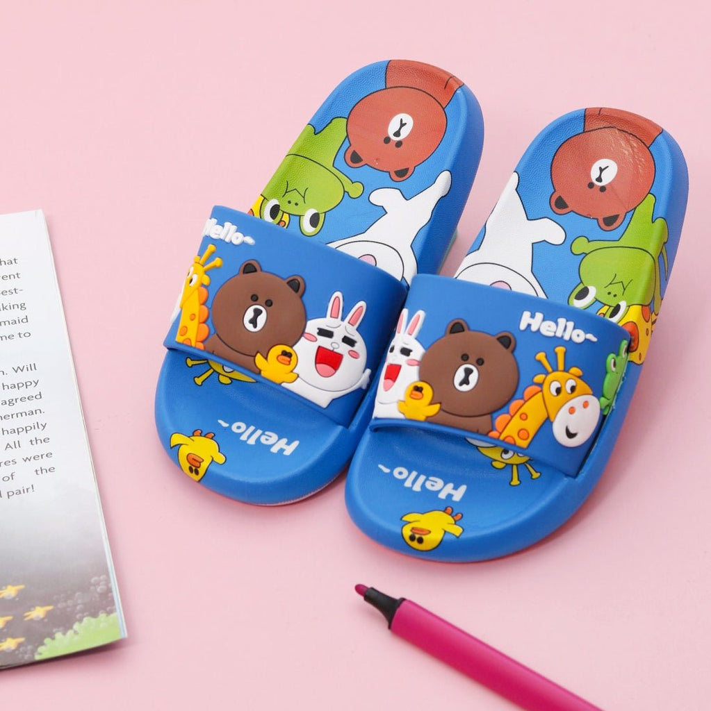 Blue Cute Animal Slides with Fun Characters on Pink Background