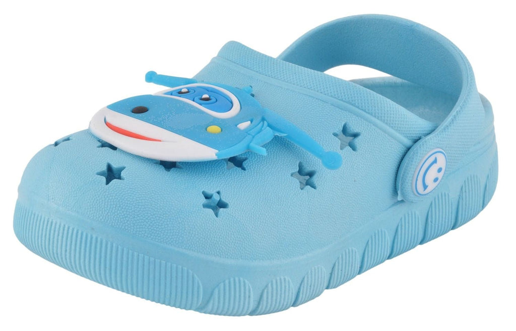 Boys' Helicopter Clogs in Light Blue - Angled View