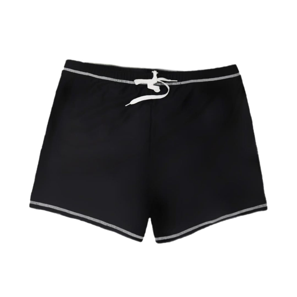 Boys' Classic Black Swim Shorts with White Accent by Yellow Bee