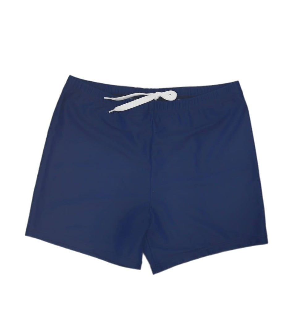 Classic Navy Blue Boys' Swim Shorts by Yellow Bee with White Drawstring