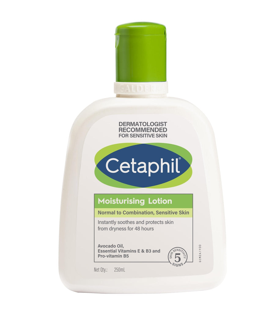 Front view of Cetaphil Moisturizing Lotion 250ml, ideal for sensitive and combination skin.