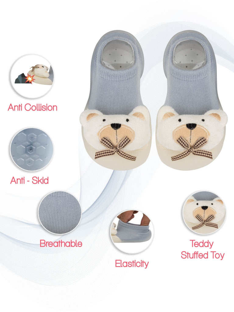 Full Set of Bear Applique Shoe Socks by Yellow Bee Showing All Features