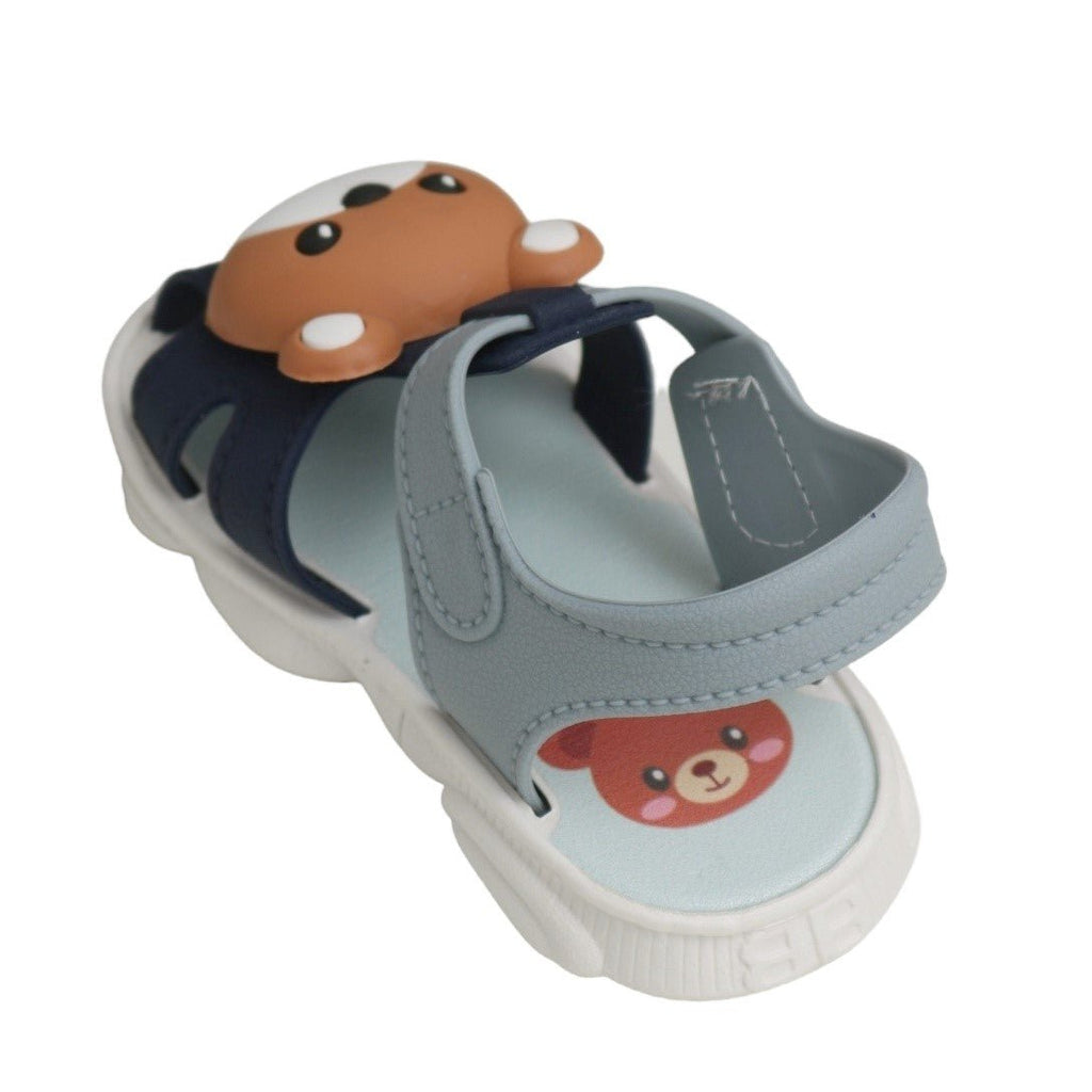 Back View of Nautical Blue Bear Design Toddler Sandals