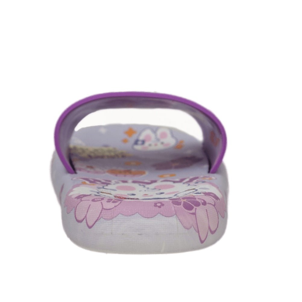 Back view of Purple Bunny Applique Slides with Floral Print