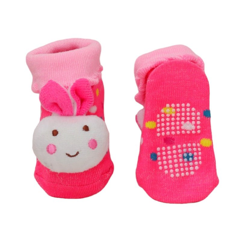 Vibrant Pink Bunny Baby Socks for Girls