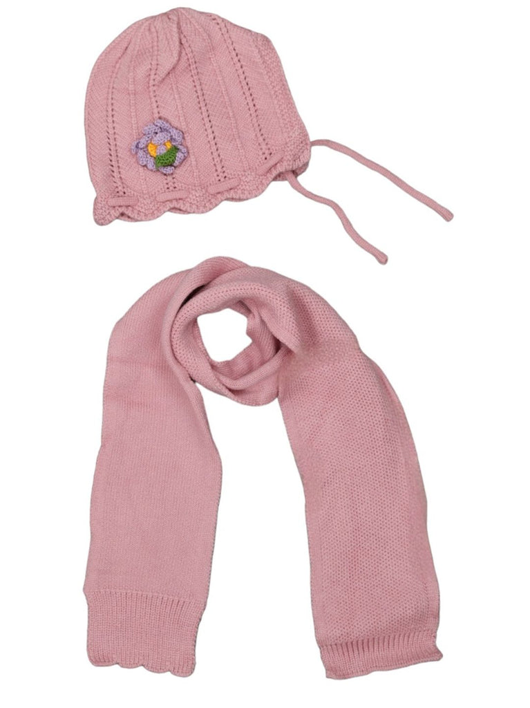 Cozy pink knit scarf for girls, aged 1-2 years, by Yellow Bee