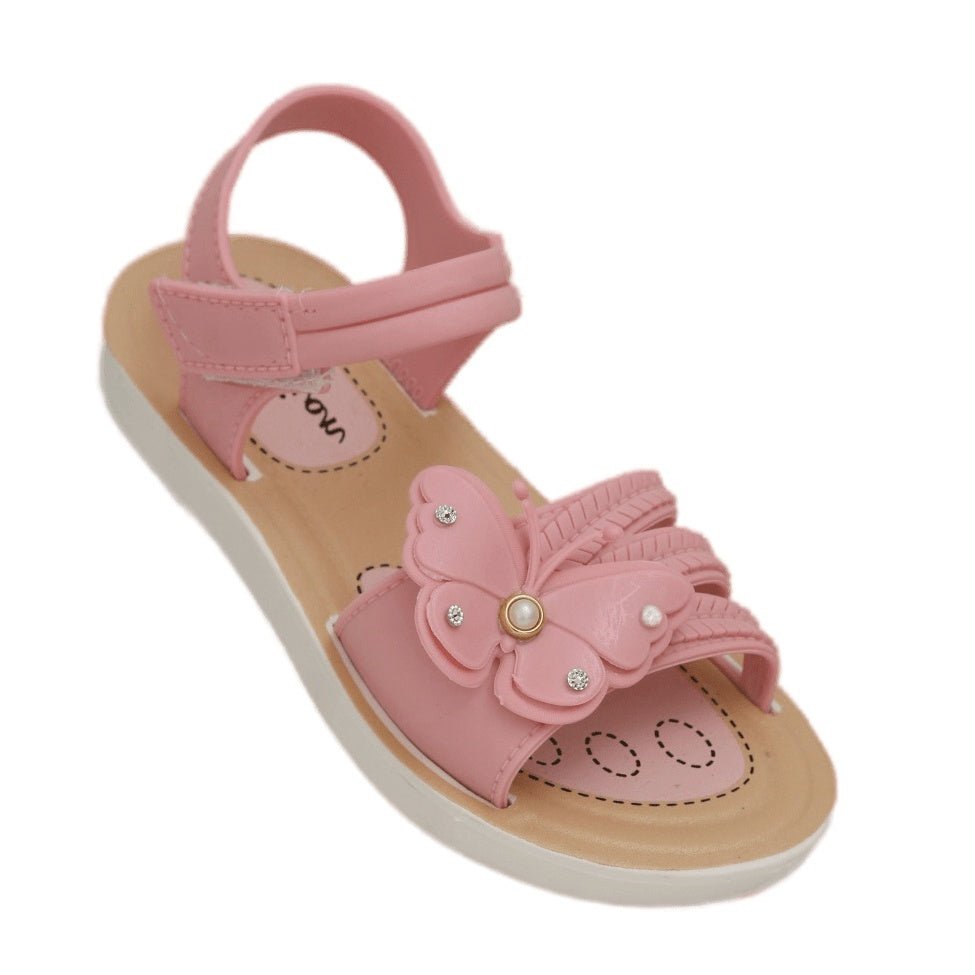Side View of Cute Butterfly Kids' Sandals in Pink