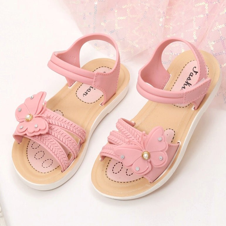 Adorable Pink Butterfly Sandals for Kids with Decorative Details