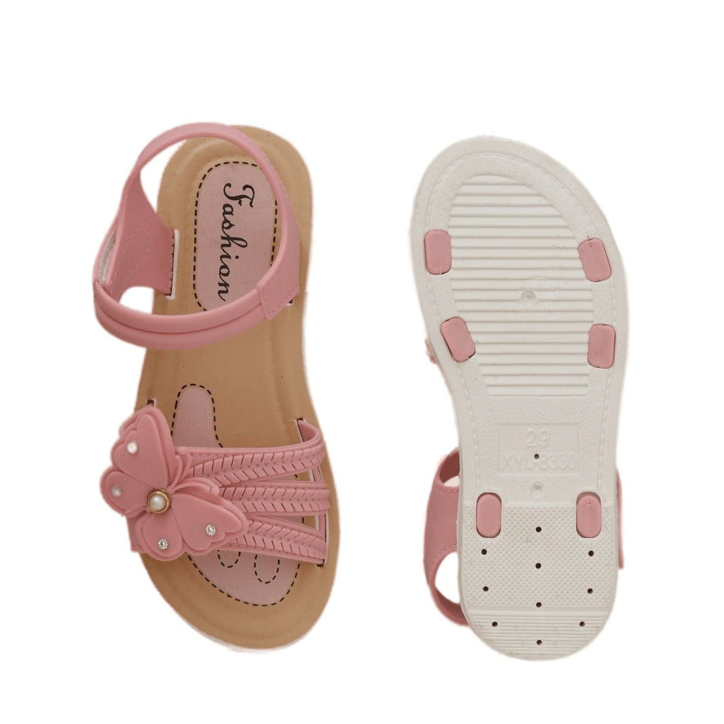 Pair of Pink Butterfly Sandals for Kids with Anti-Slip Outsole