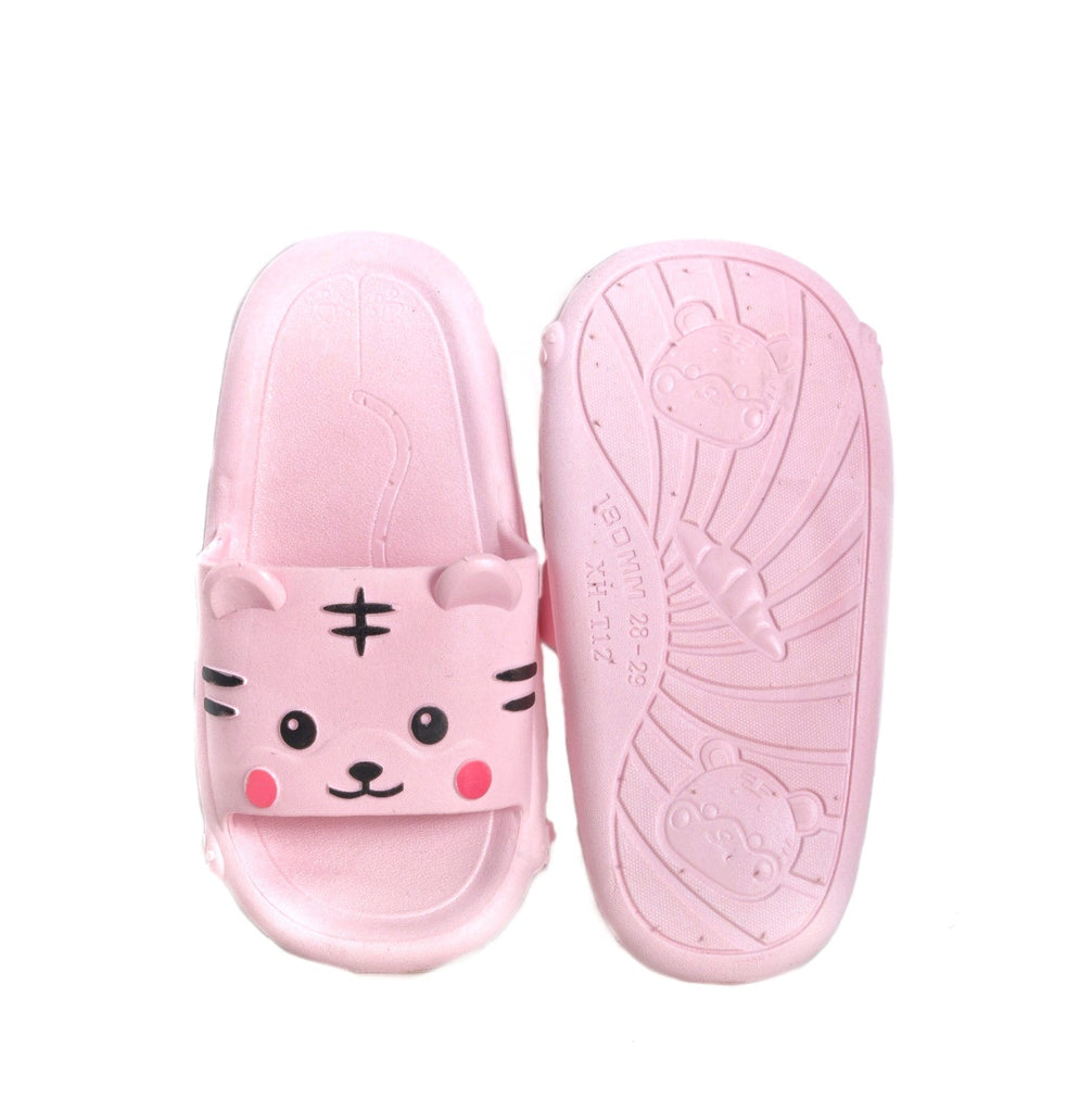 Overhead and Sole View of Pink Kitty Slides Showcasing Fun Design