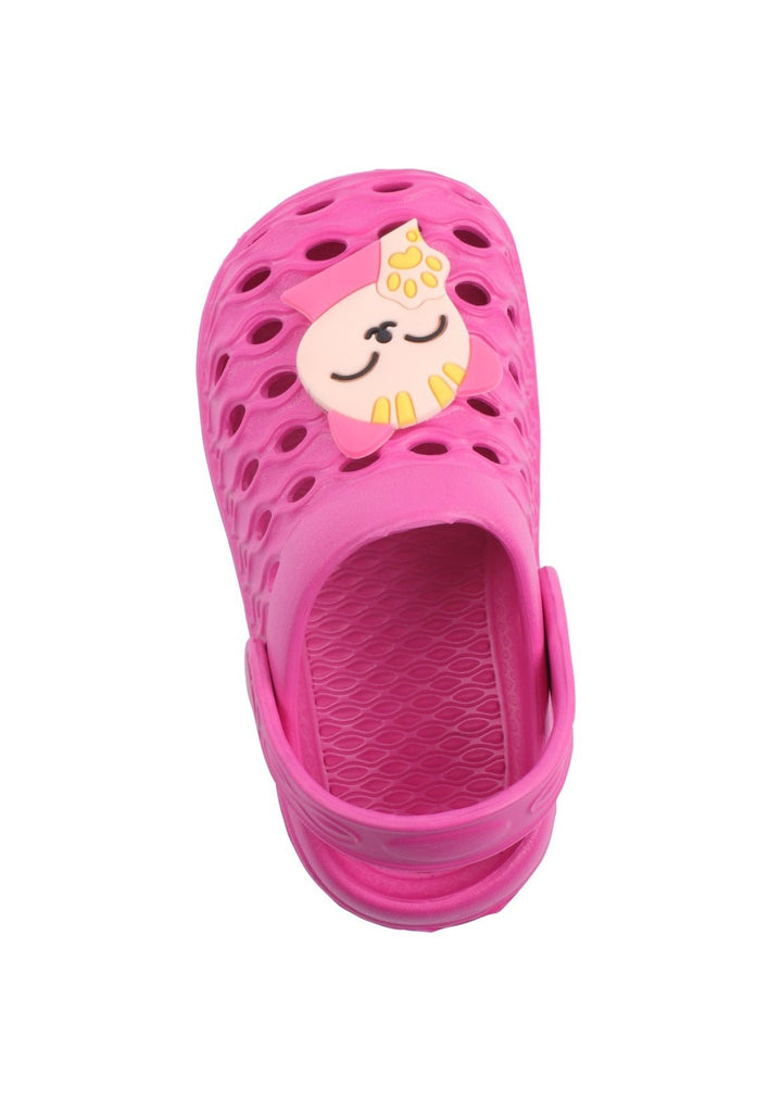 Girl's Pink Clogs with Kitty Applique by Yellow Bee - Top View