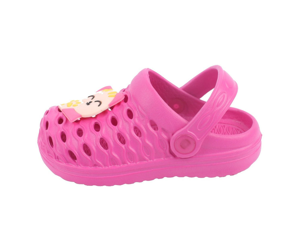 Girl's Pink Clogs with Kitty Applique by Yellow Bee - Side View