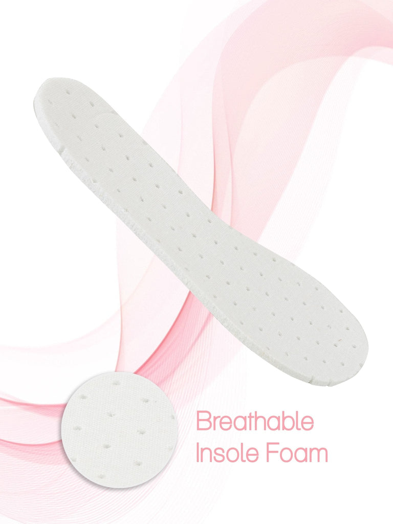 Detached breathable insole foam of Yellow Bee's pink shoe socks