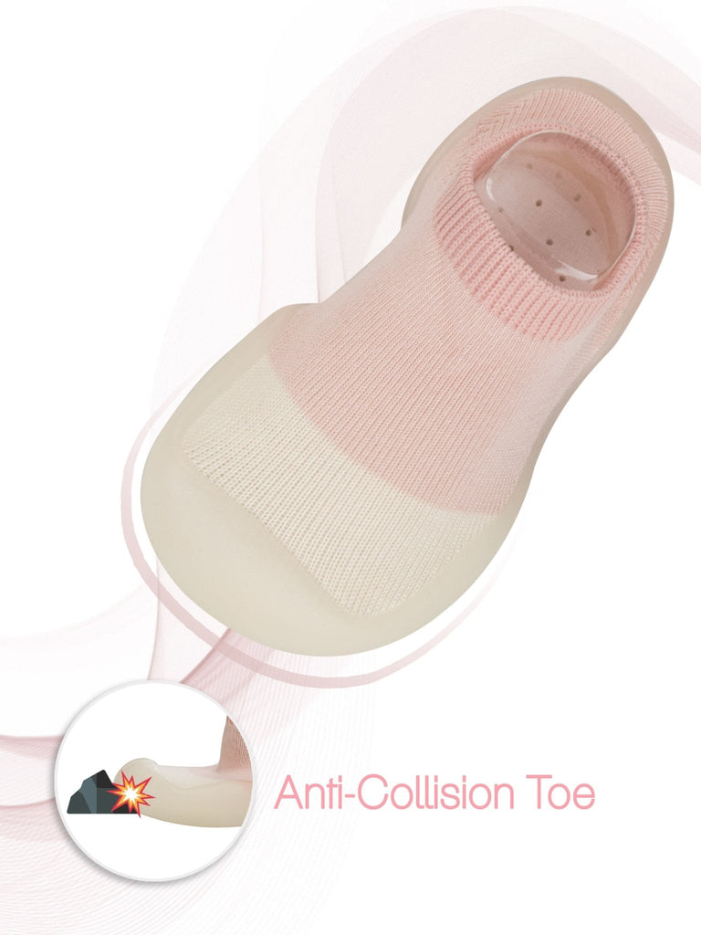 Protective Anti-Collision Toe feature of Yellow Bee Pink Solid Shoe Socks