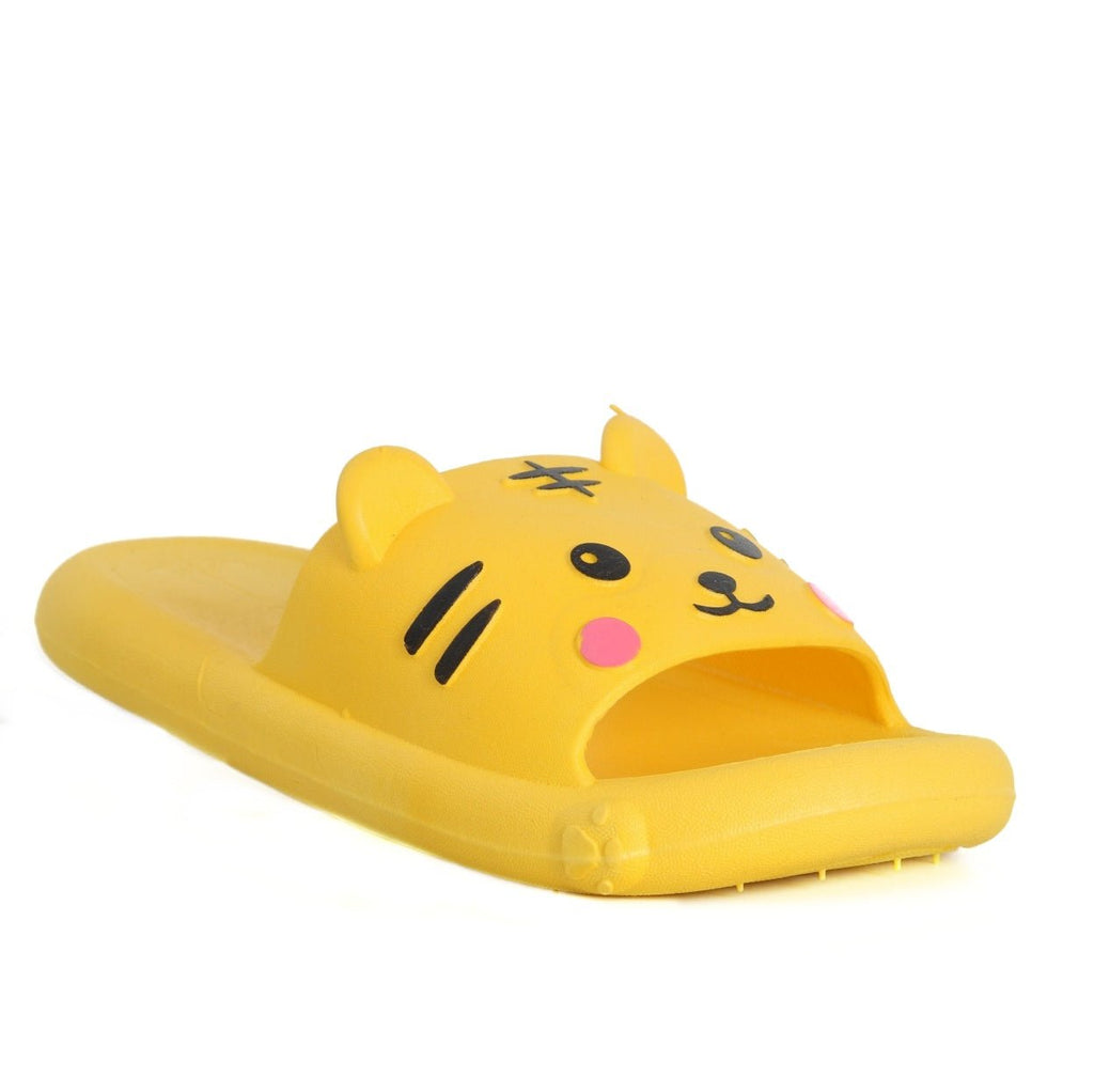 Up-Close Detail of Yellow Kitty Face on Children's Slides