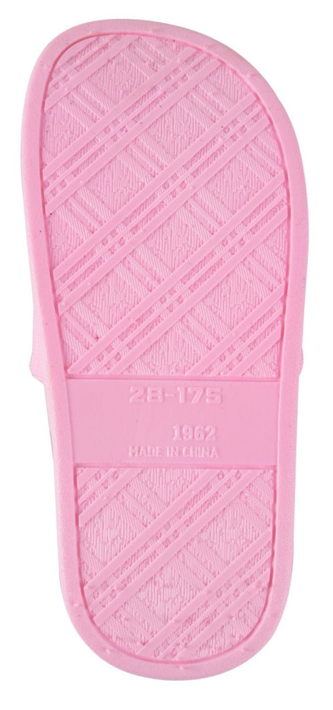 Textured sole of Yellow Bee's Pink Bear Sliders for Girls for enhanced grip