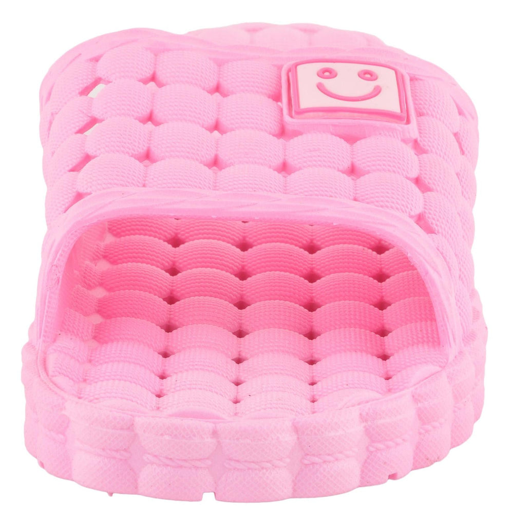 Yellow Bee Light Pink Fashionable Sliders for Girls - Close-Up View
