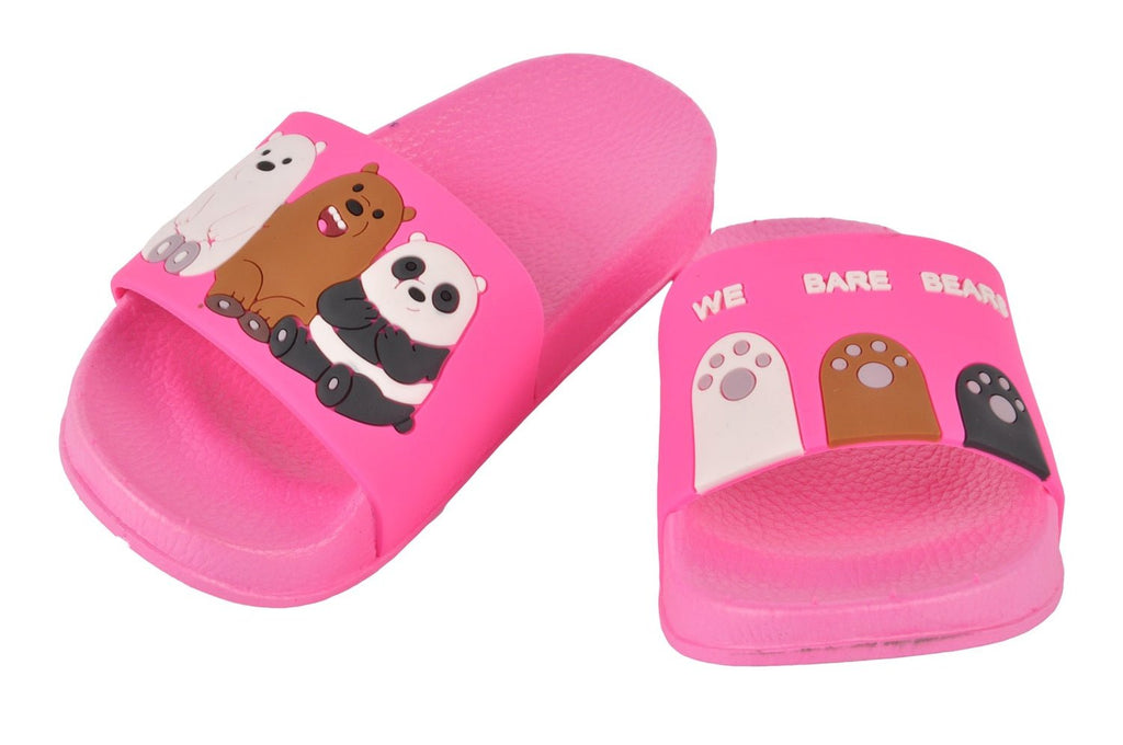 Pair of Pink Bear Mismatch Sliders for Girls - Full View