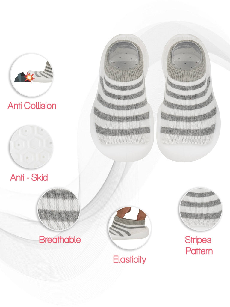 Yellow Bee's versatile sock shoes with stripes, breathability, and flexibility features