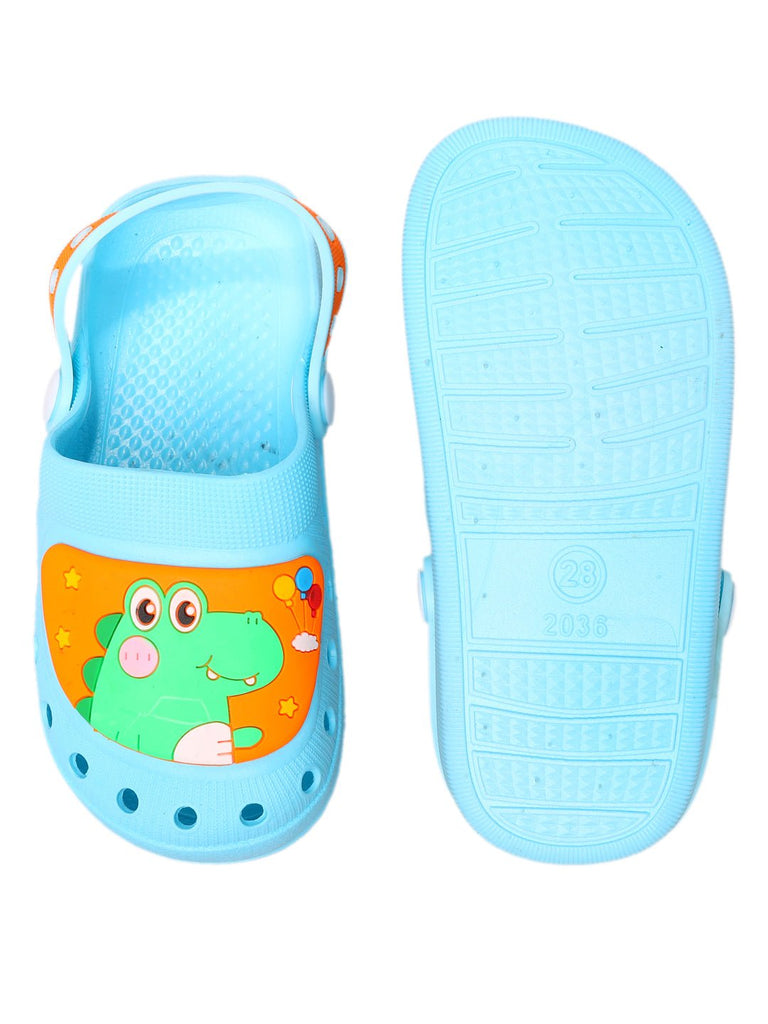 Children's Aqua Blue Clogs with Cute Crocodile Design and Comfortable Fit-bk