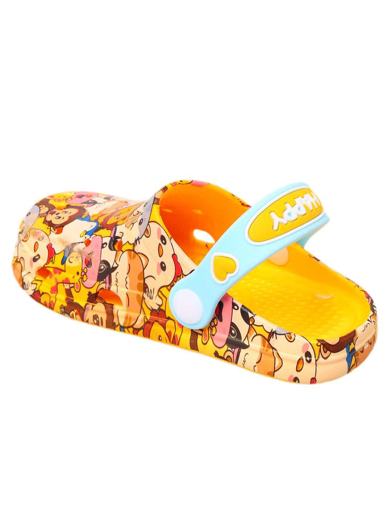 Children's Colorful Animal Parade Print Clogs with Secure Heel Strap-back