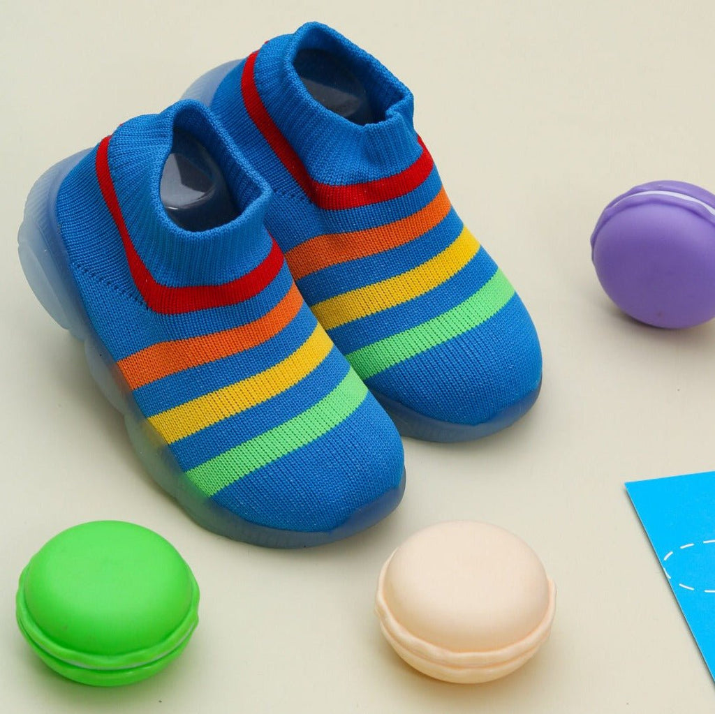 Child's Colourful Striped Shoe Sock by Yellow Bee with Anti-Skid Sole