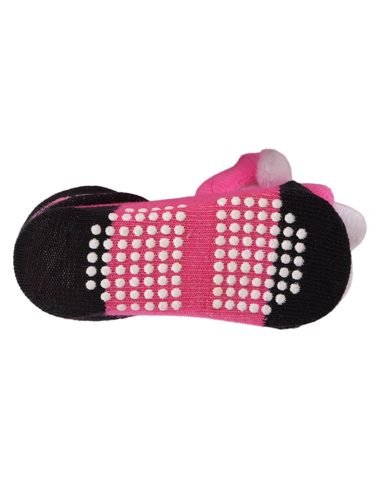 Bottom view showcasing the durable rubber outsole of teddy bear toy socks