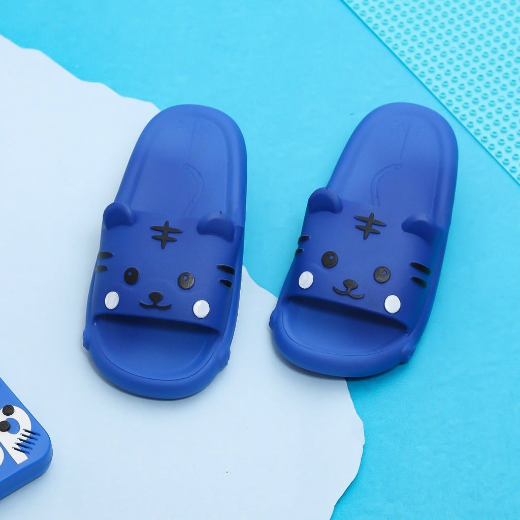 Pair of Blue Kitty Face Slides by Yellow Bee