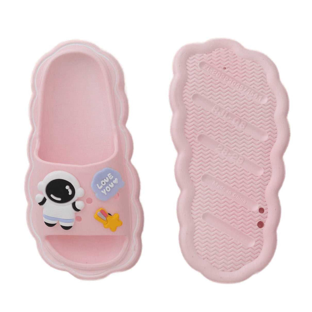 Bottom View of Pink Starry Slides Showcasing Sole Pattern